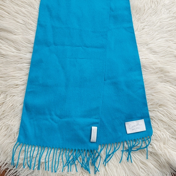 Coach Turquoise Scarf with Fringe - Picture 7 of 8